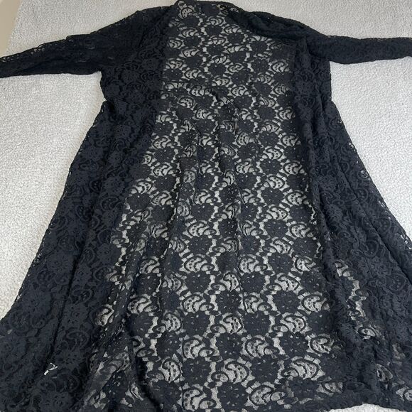 Torrid Cardigan Sweater Womens 2/3 Black Floral Lace Open Front Sheer Plus Flowy - Picture 5 of 10